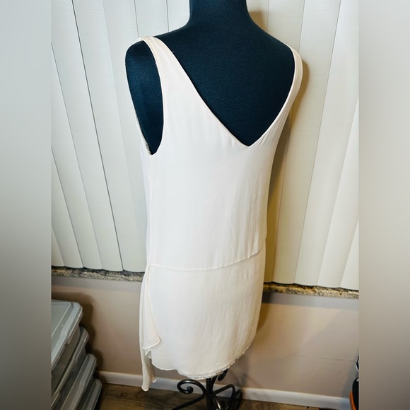 Ralph Lauren Blue Label Cream Asymmetrical 100% Silk Dress Size 8 - Picture 8 of 11